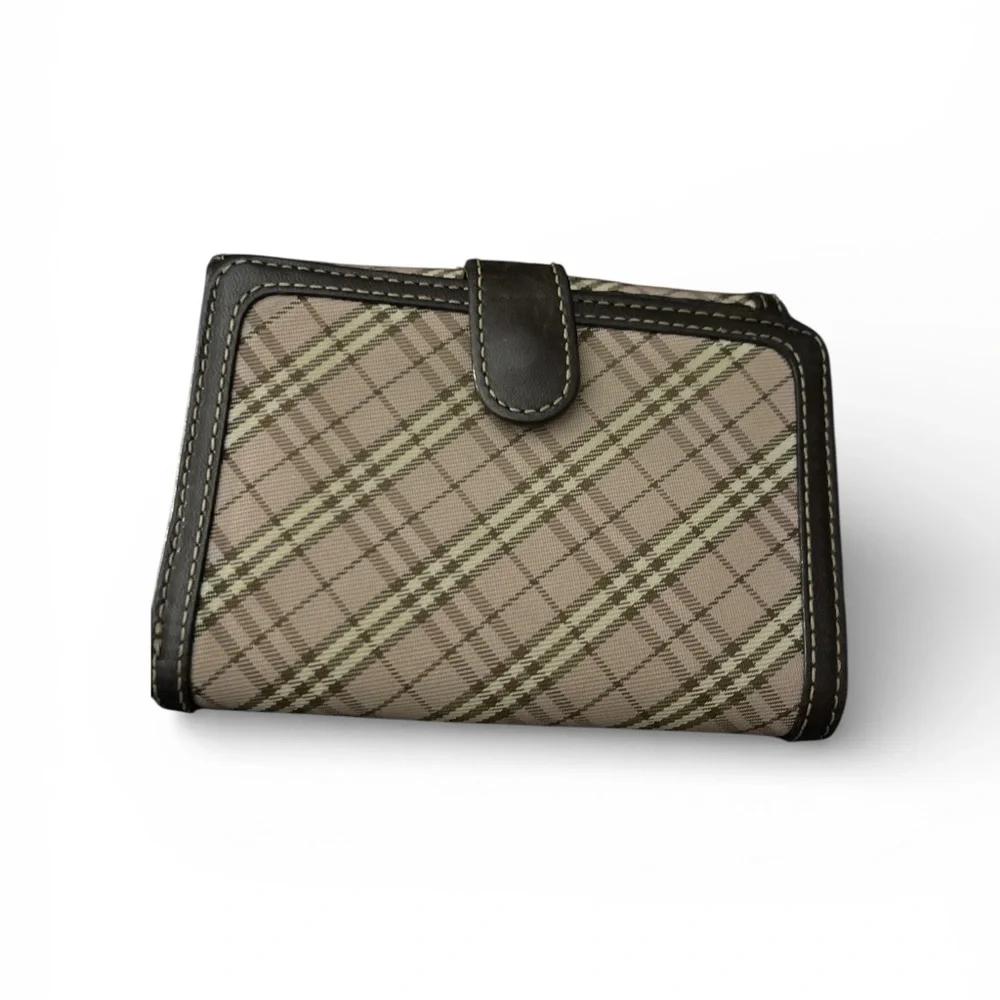 Burberry Blue Label Plaid Wallet - Brown and Cream with cavas with leather trim - Picture 2 of 10